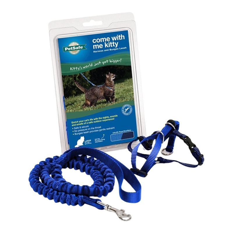 PETSAFE CAT COME WITH ME KITTY HARNESS AND BUNGEE LEASH BLUE LARGE