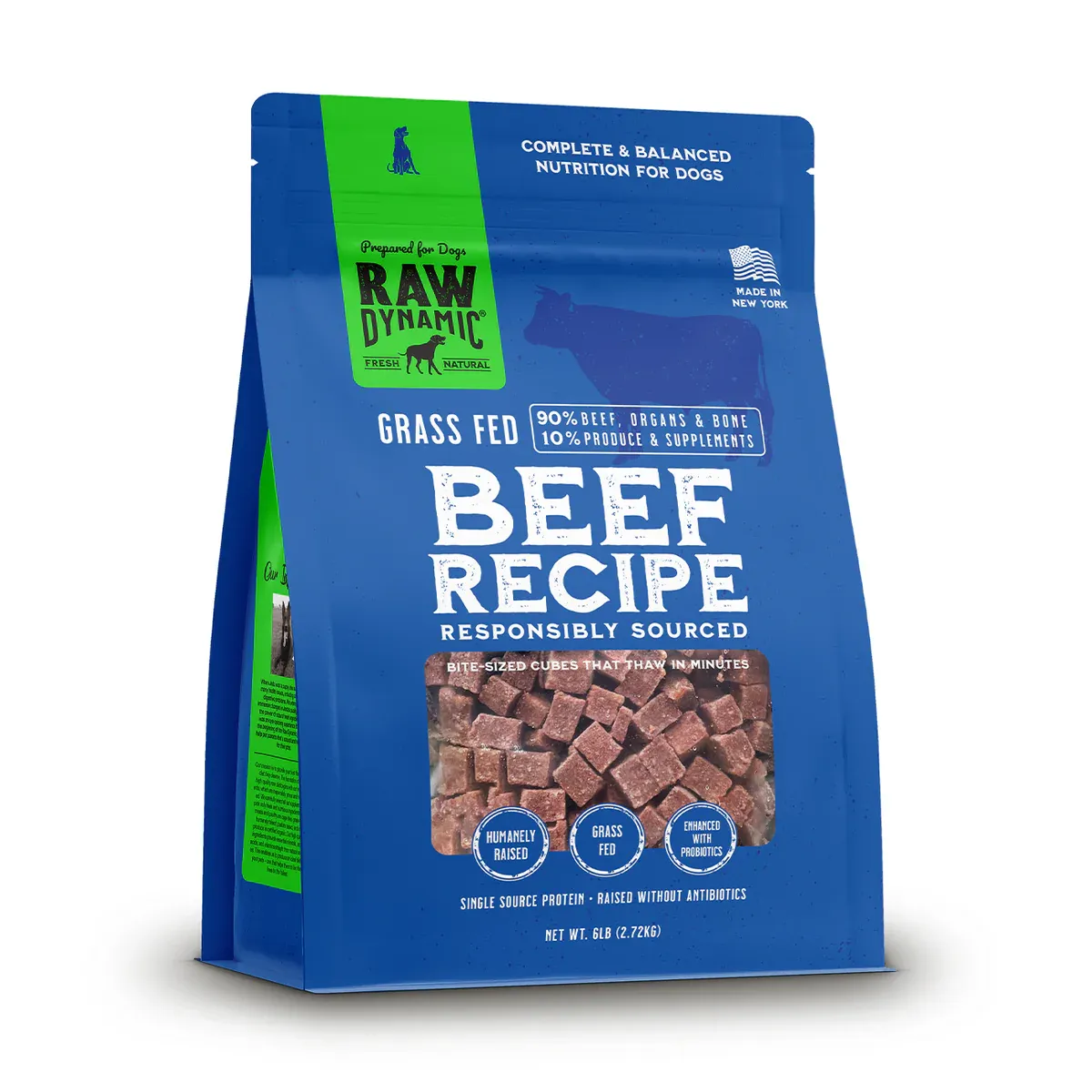 RAWDYNAMIC Frozen Beef Formula For Dogs, Size: 3 lb