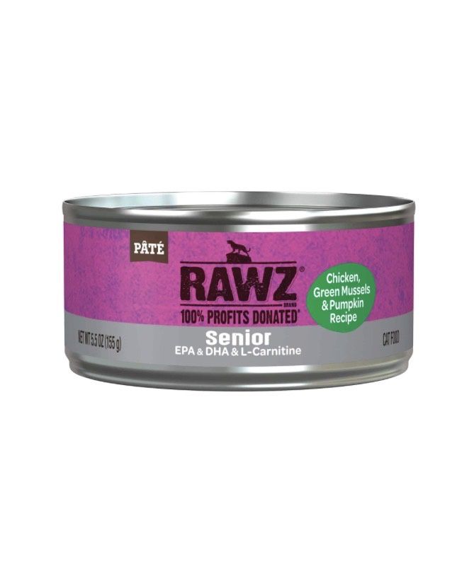 RAWZ Senior Cat Chicken, Green Mussels &amp; Pumpkin + Epa &amp; Dha &amp; L-carnitine 5.5oz