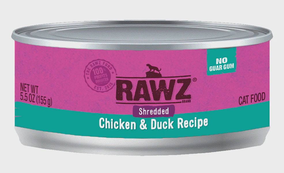 RAWZ Shredded Chicken &amp; Duck Recipe Adult Canned Cat Food 5.5oz