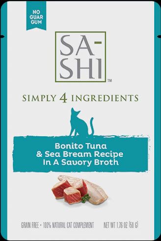 Sa-shi Cat Pouch Aku Tuna &amp; Sea Bream Recipe In A Savory Broth 1.76oz