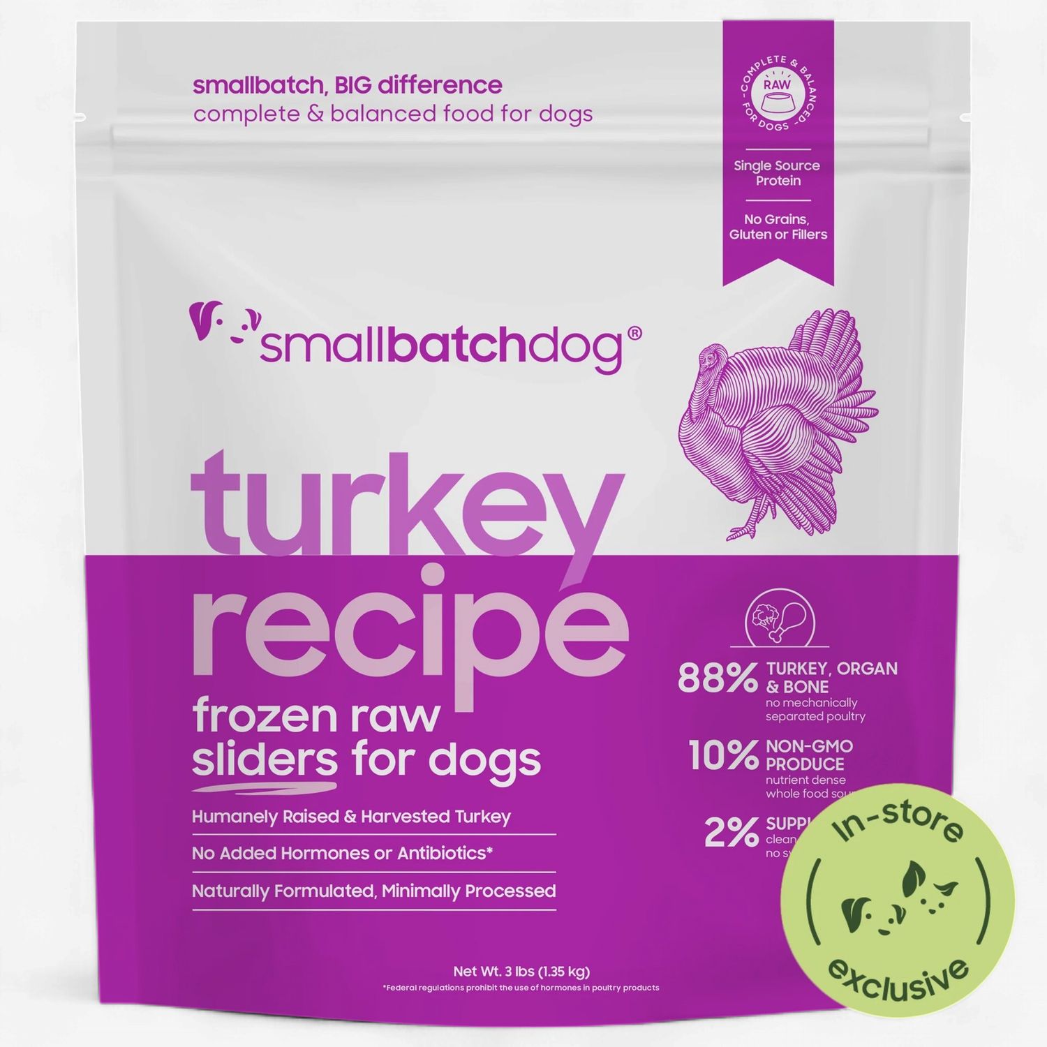 SMALL BATCH Dog Frozen Turkey Sliders 3lbs