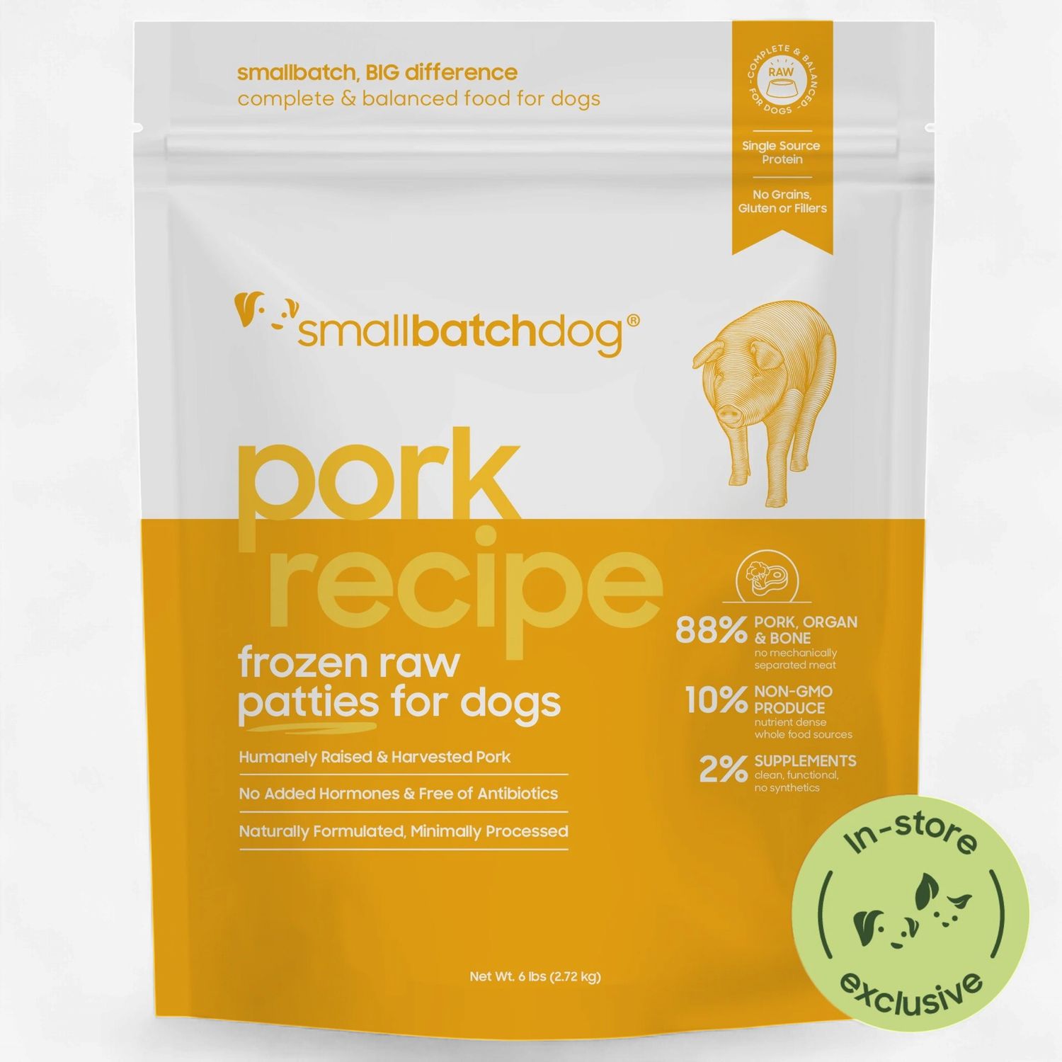 SMALL BATCH DOG FROZEN PORK PATTIES 6LBS