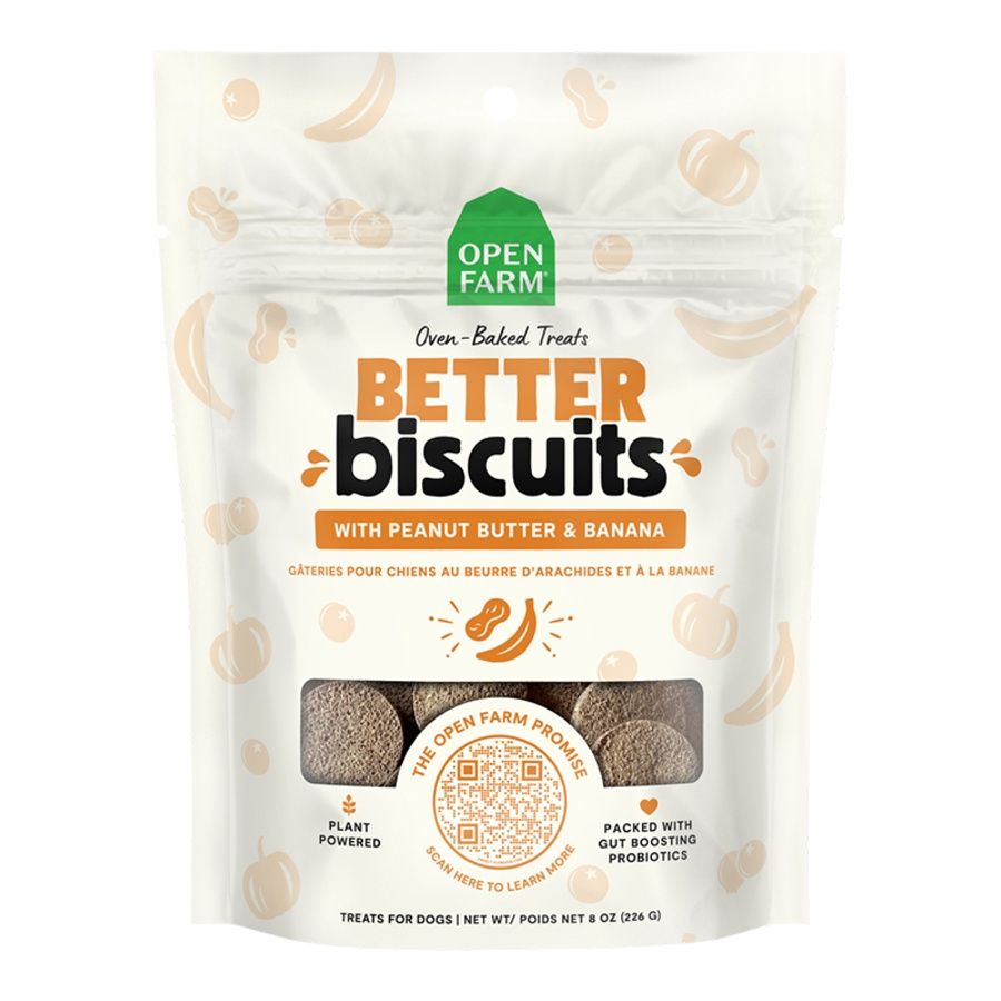 OPENFARM DOG Better Biscuits With Peanut Butter &amp; Banana Recipe Treats 8oz