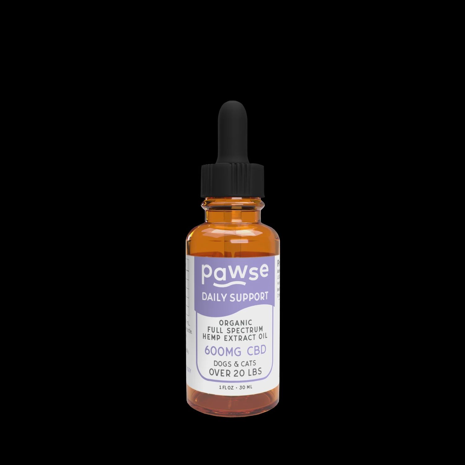 Pawse Daily Support Organic Full Spectrum Hemp Extract Oil 600mg 30ml CBD