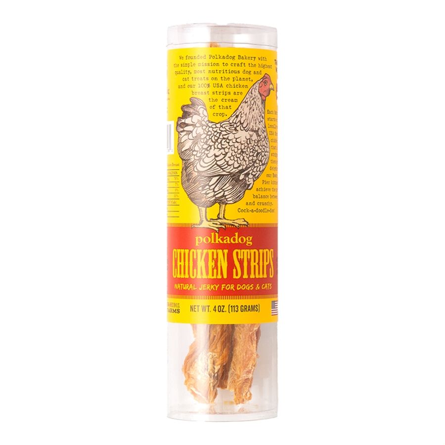 POLKA DOG BAKERY DOG CHICKEN STRIPS JERKY 4OZ TUBE