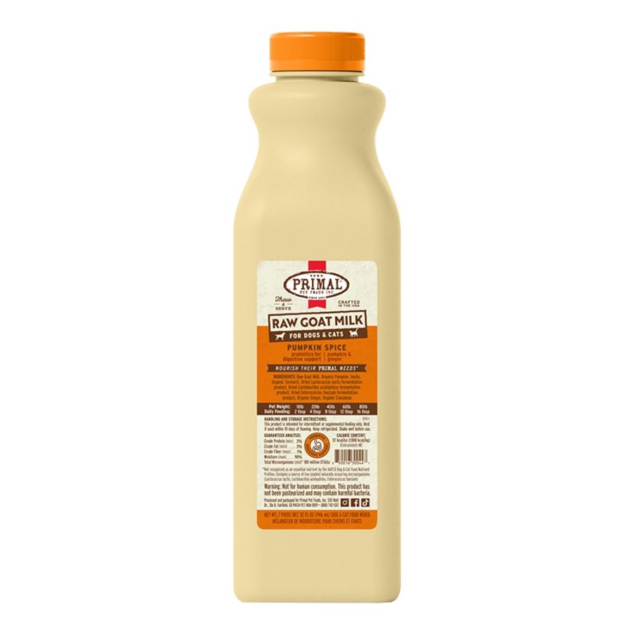 PRIMAL DOG &amp; CAT FROZEN GOAT MILK PUMPKIN 1 QUART