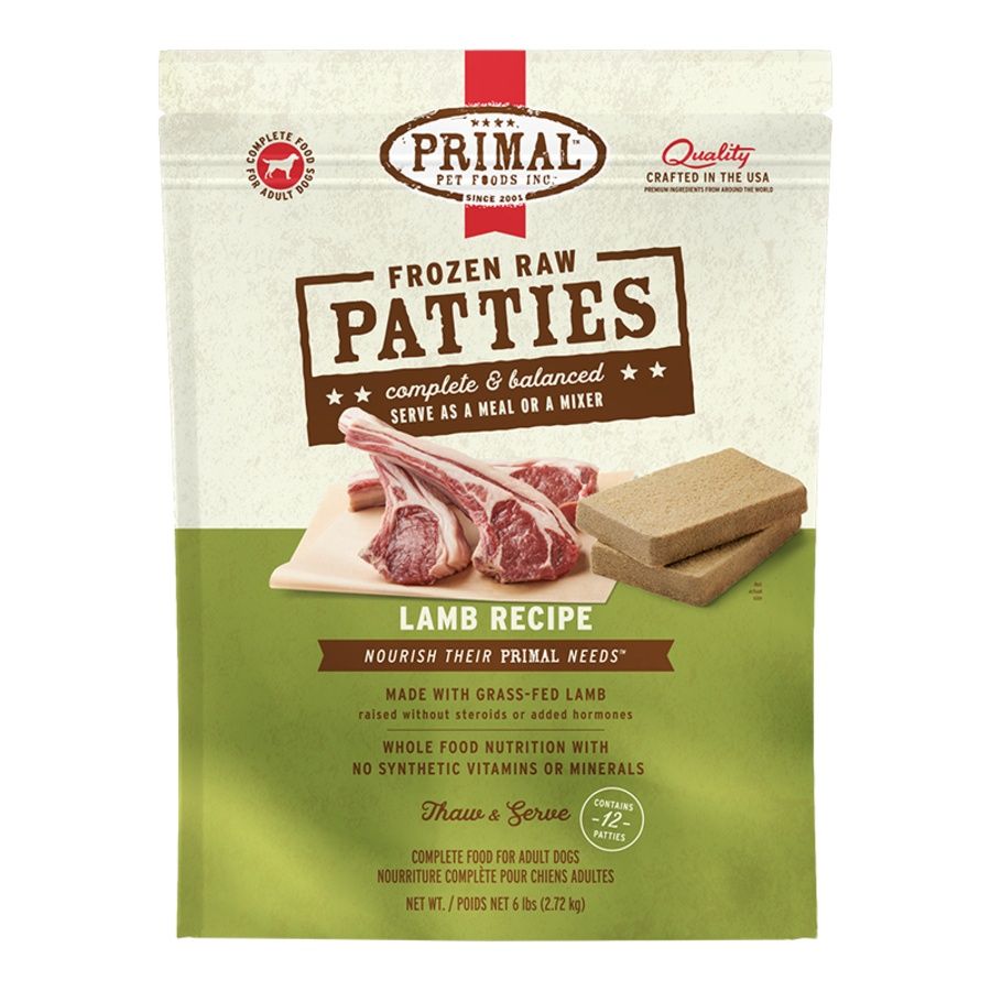 PRIMAL DOG FROZEN PATTIES LAMB 6LB
