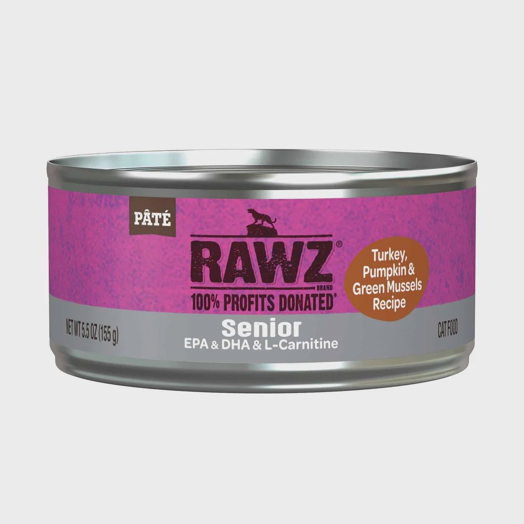 RAWZ Senior Cat Turkey, Pumpkin &amp; Green Mussels + Epa &amp; Dha &amp; L-carnitine 5.5oz