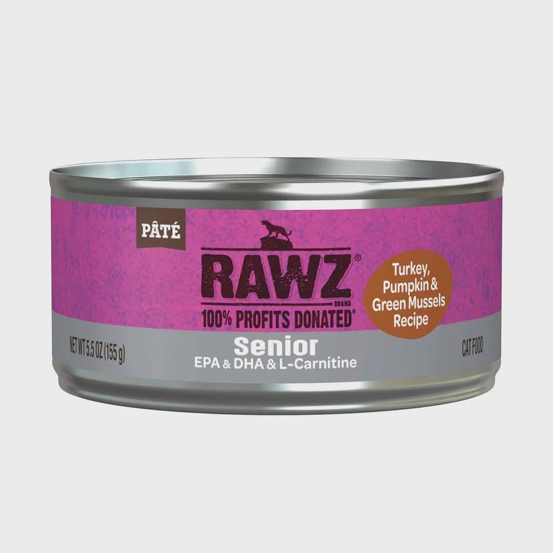 RAWZ Senior Cat Turkey, Pumpkin &amp; Green Mussels + Epa &amp; Dha &amp; L-carnitine 5.5oz