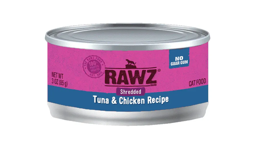 RAWZ Shredded Tuna &amp; Chicken Recipe Adult Canned Cat Food, Size: 3 oz