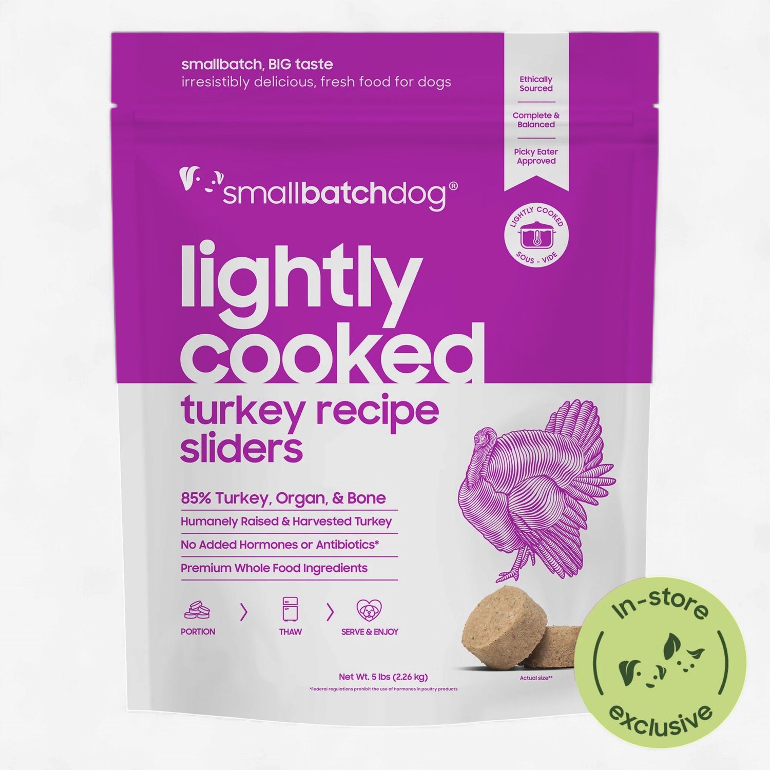 SMALL BATCH DOG FROZEN LIGHTLY COOKED TURKEY 5LBS