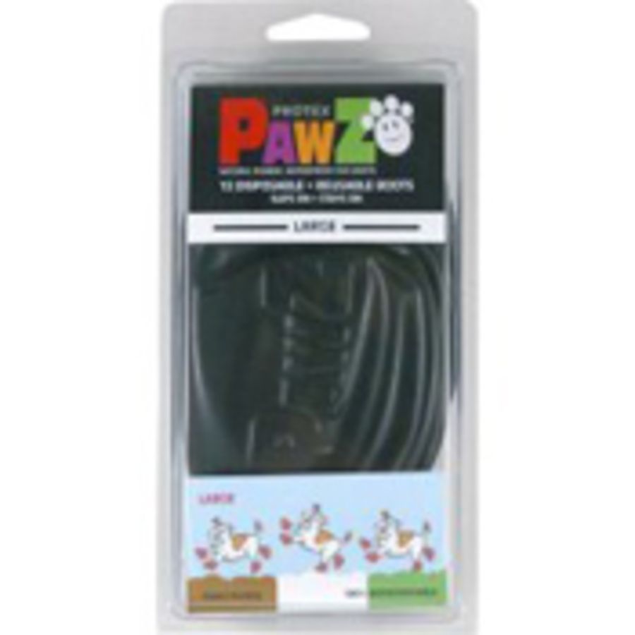 PAWZ Dog Boots Black, Size: Large, 12 Count