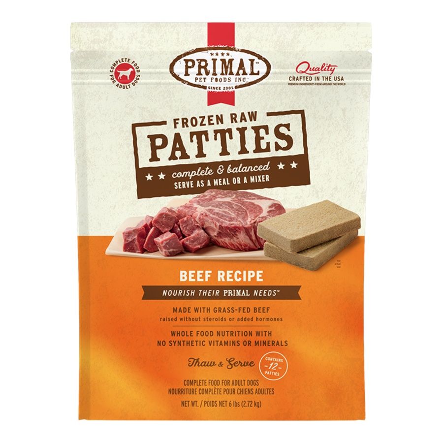 PRIMAL DOG FROZEN PATTIES BEEF 6LB