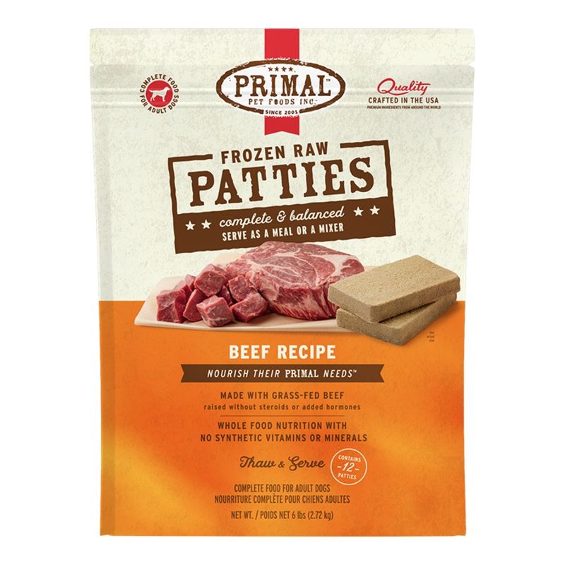 PRIMAL DOG FROZEN PATTIES BEEF 6LB