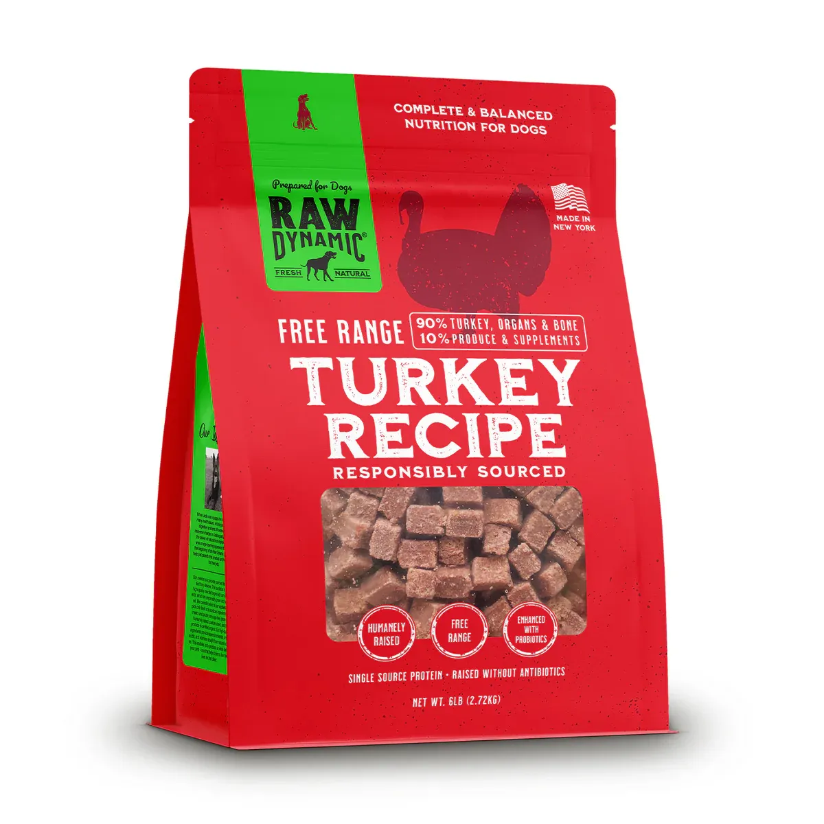 RAWDYNAMIC Frozen Turkey Formula For Dogs, Size: 6 lb