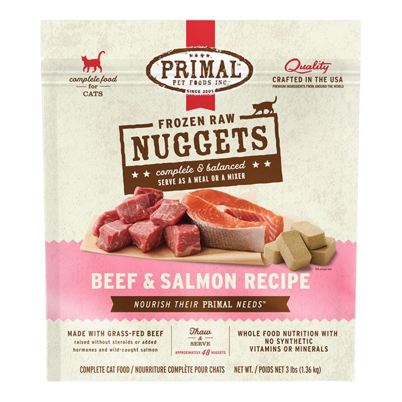 PRIMAL CAT FROZEN NUGGET BEEF &amp; SALMON 3LBS