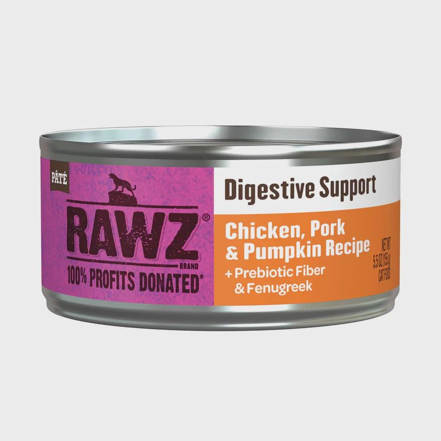 RAWZ Cat Digestive Support Chicken, Pork &amp; Pumpkin + Prebiotic Fiber + Fenugreek 5.5oz