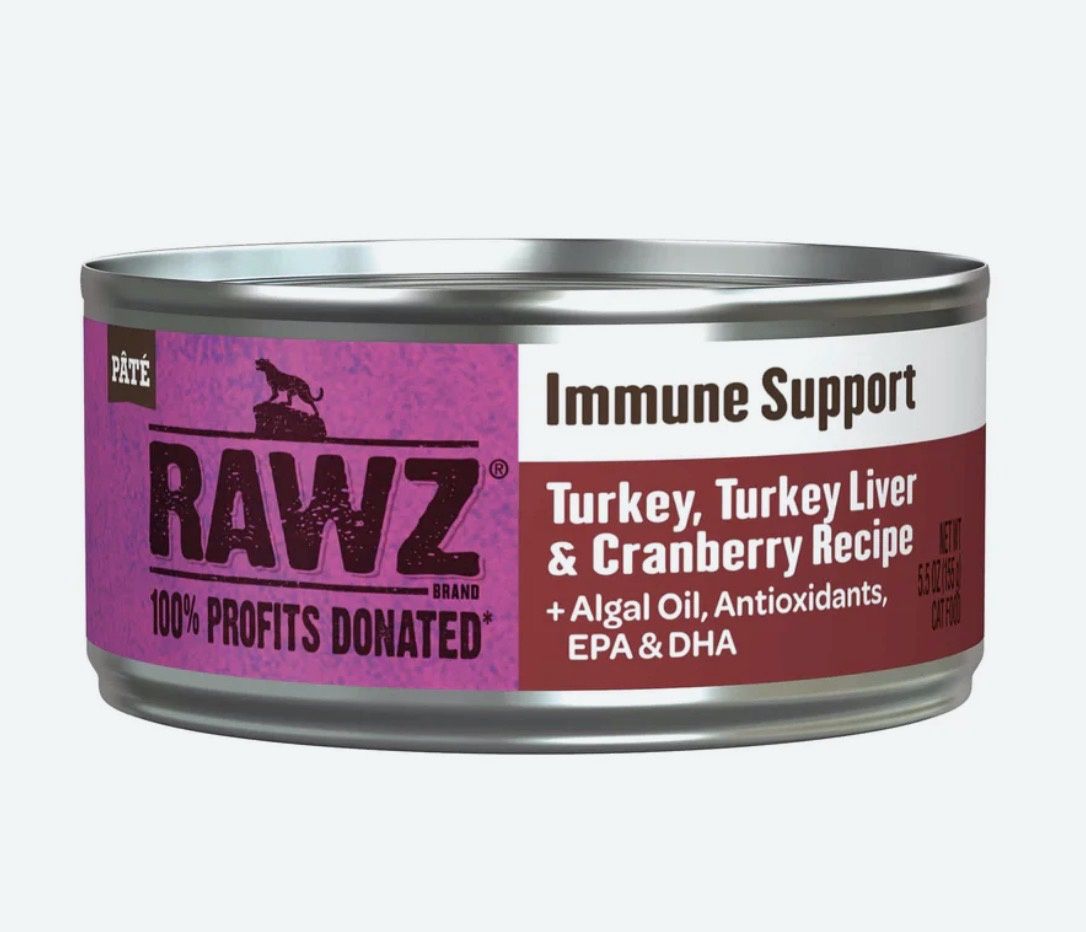 RAWZ CAT Immune Support Turkey, Turkey Liver &amp; Cranberry + Algal Oil, Antioxidant, EPA &amp; DHA 5.5oz
