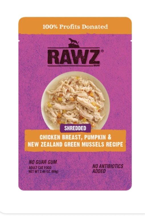 RAWZ Cat Pouch Chicken Breast, Pumkin &amp; New Zealand Green Mussels Recipe 2.46oz