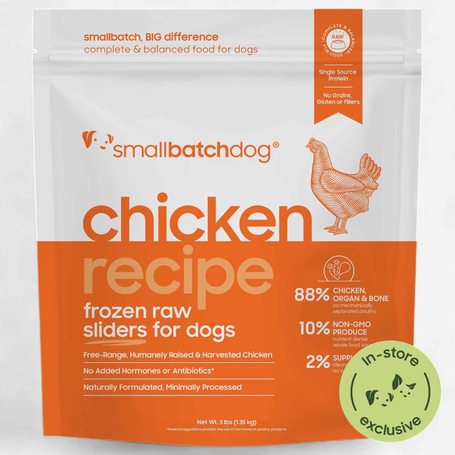 SMALL BATCH Dog Frozen Chicken Sliders 3lbs
