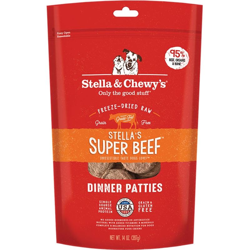 STELLA &amp; CHEWY'S DOG FREEZE-DRIED BEEF DINNER PATTIES 14OZ