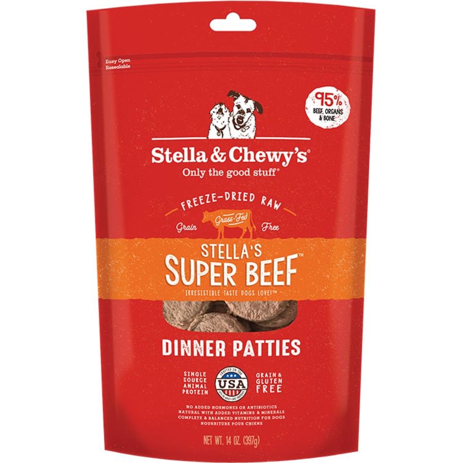 STELLA &amp; CHEWY'S Dog Freeze-dried Beef Dinner Patties, Size: 14.0 oz