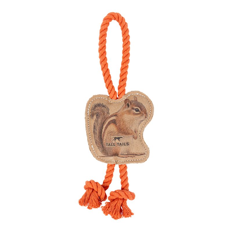 TALL TAILS DOG NATURAL LEATHER COLOR CHIPMUNK TUG, 12 INCHES