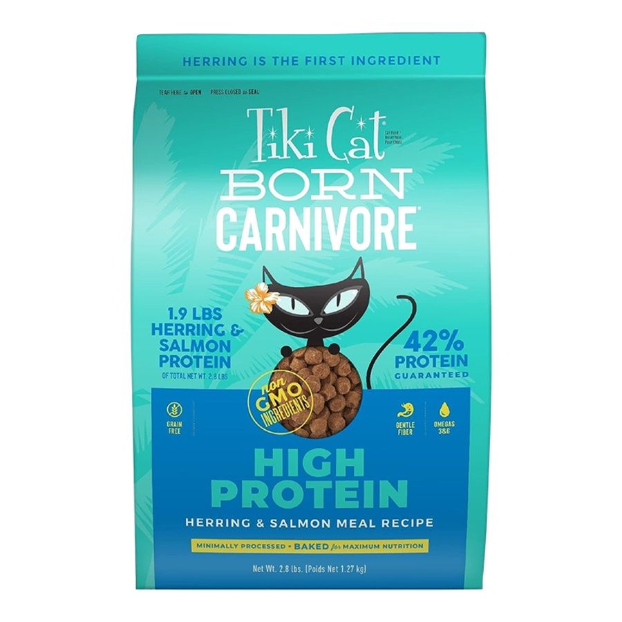 TIKI PETS CAT BORN CARNIVORE HIGH PROTEIN GRAIN FREE HERRING &amp; SALMON MEAL 2.8LBS