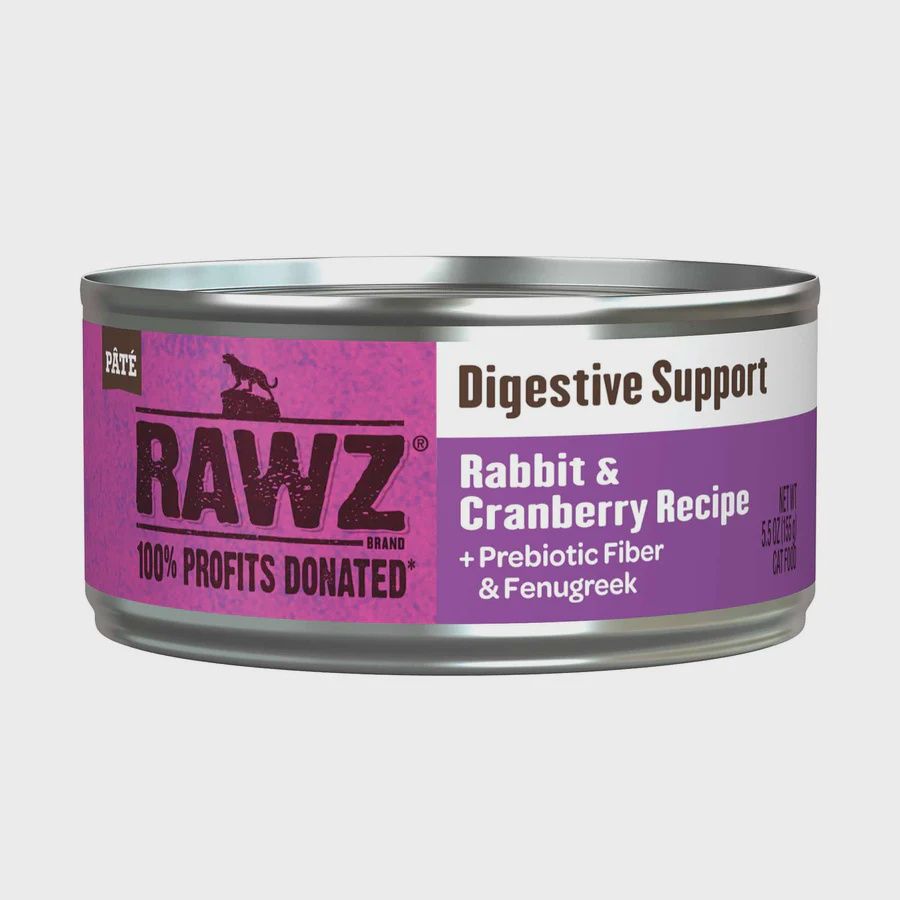 RAWZ CAT digestive support rabbit &amp; cranberry recipe +Prebiotic Fiber &amp; Fenugreek 5.5oz.