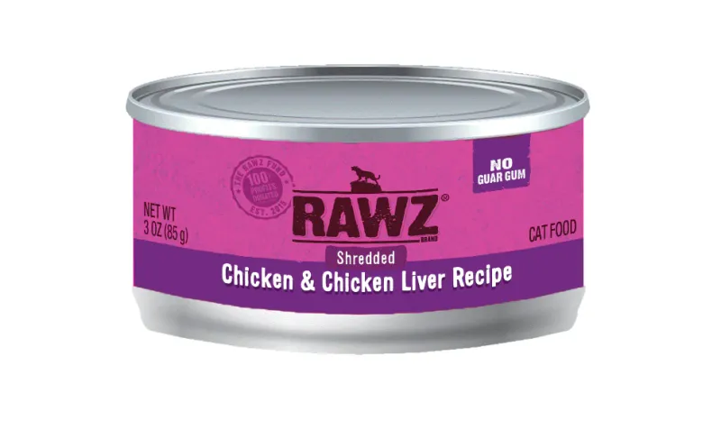 RAWZ Shredded Chicken &amp; Chicken Liver Recipe Adult Canned Cat Food