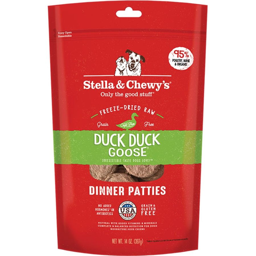 STELLA &amp; CHEWY'S Dog Freeze-dried Duck Dinner Patties, Size: 14 oz