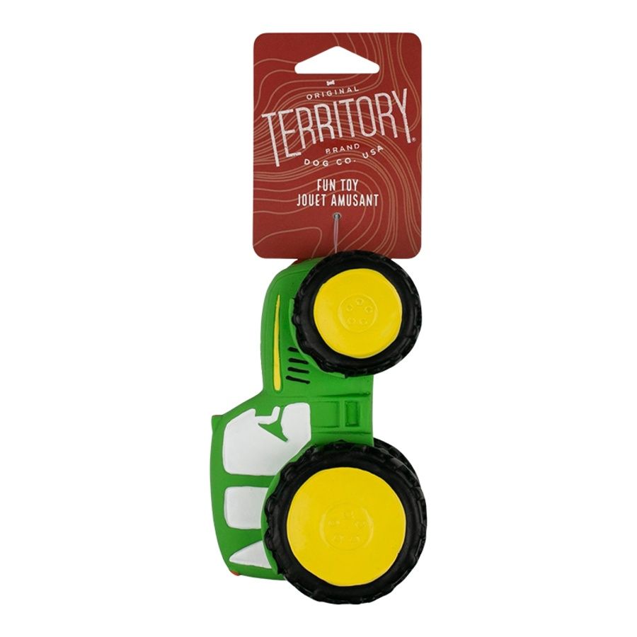 TERRITORY DOG LATEX SQUEAKER TRACTOR GREEN 5.8 INCH