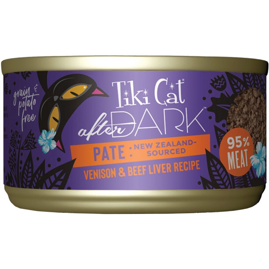 TIKI PETS CAT AFTER DARK PATE VENISON &amp; BEEF LIVER 3OZ