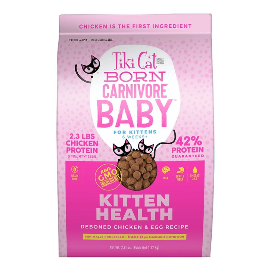 TIKI PETS CAT BORN CARNIVORE BABY KITTEN GRAIN FREE CHICKEN &amp; EGGS 2.8LBS