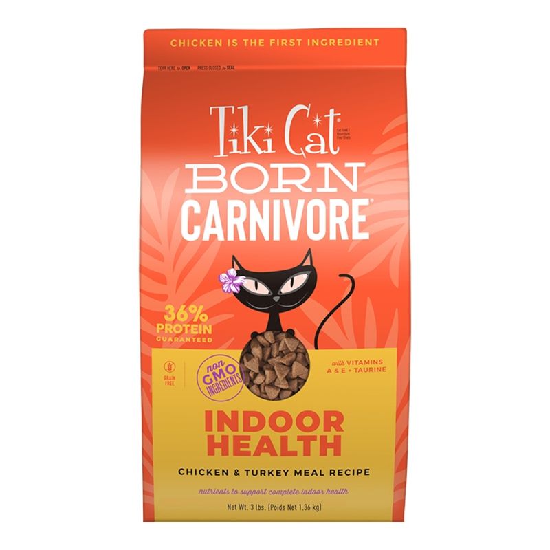TIKI PETS CAT BORN CARNIVORE INDOOR HEALTH NON -GMO CHICKEN &amp; TURKEY MEAL 3LBS