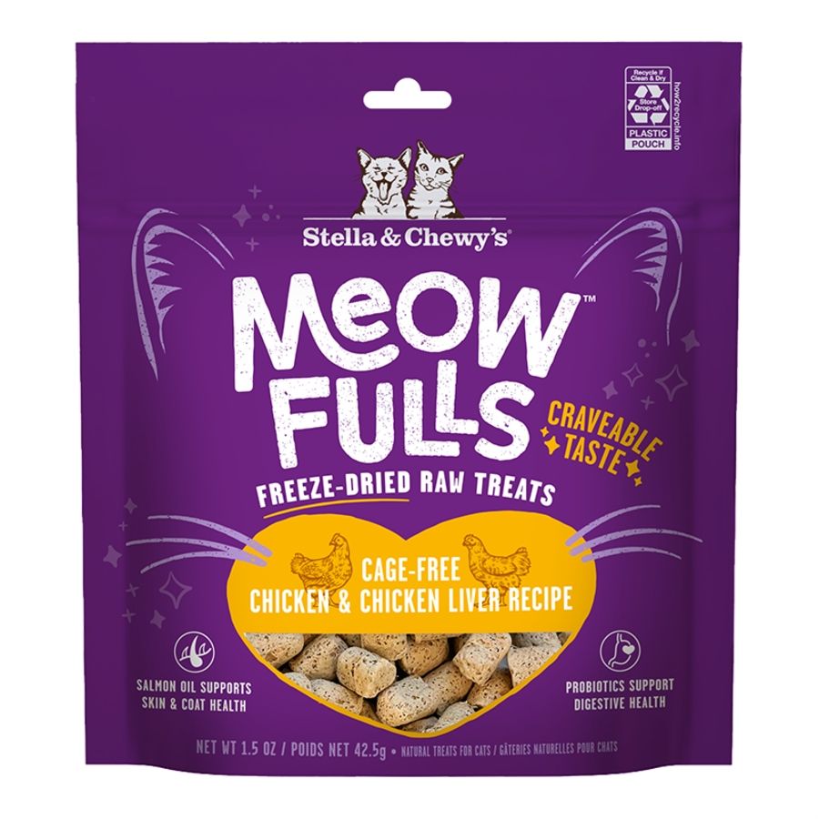 STELLA &amp; CHEWY'S Cat Meowfulls Freeze-dried Treat Chicken &amp; Liver 1.5oz