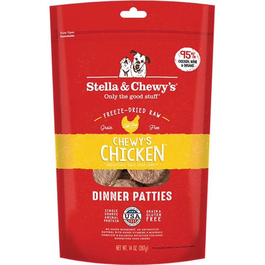 STELLA &amp; CHEWY'S Dog Freeze-dried Chicken Dinner Patties, Size: 14.0 oz