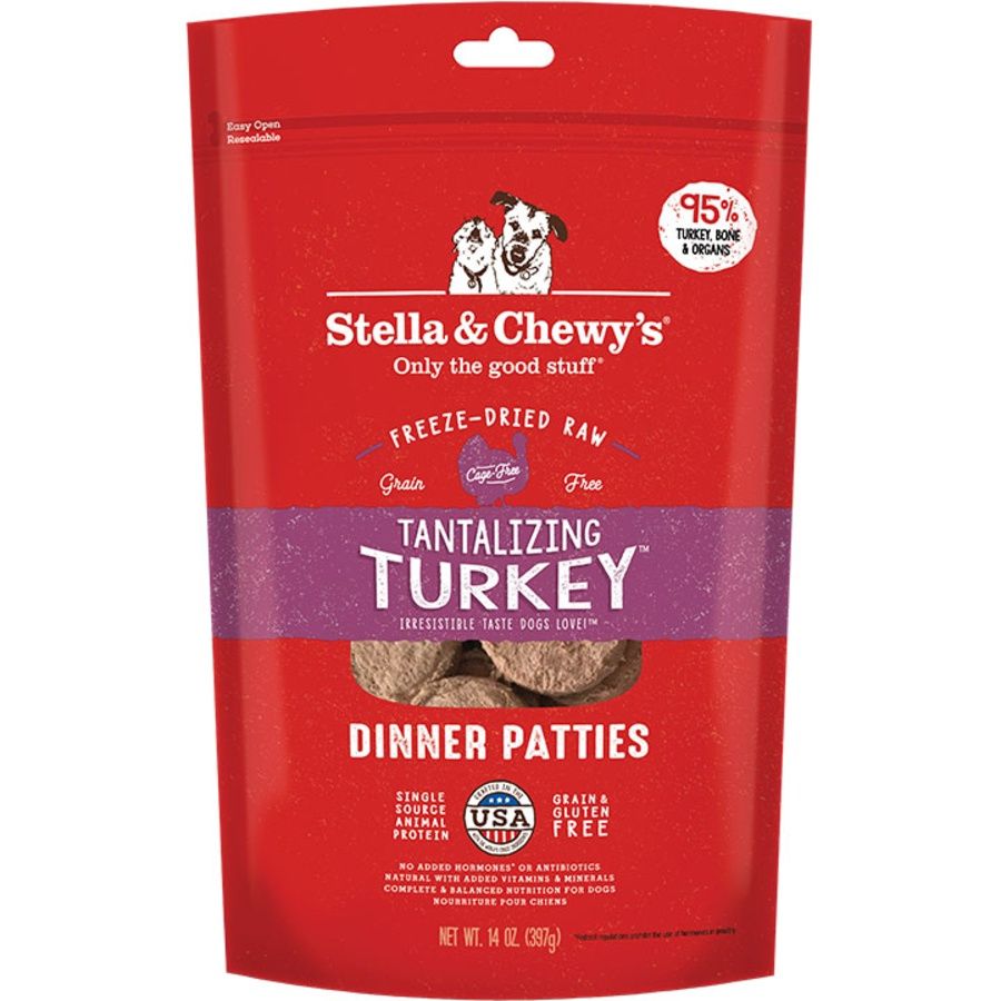 STELLA &amp; CHEWY'S DOG FREEZE-DRIED TURKEY DINNER PATTIES 14OZ