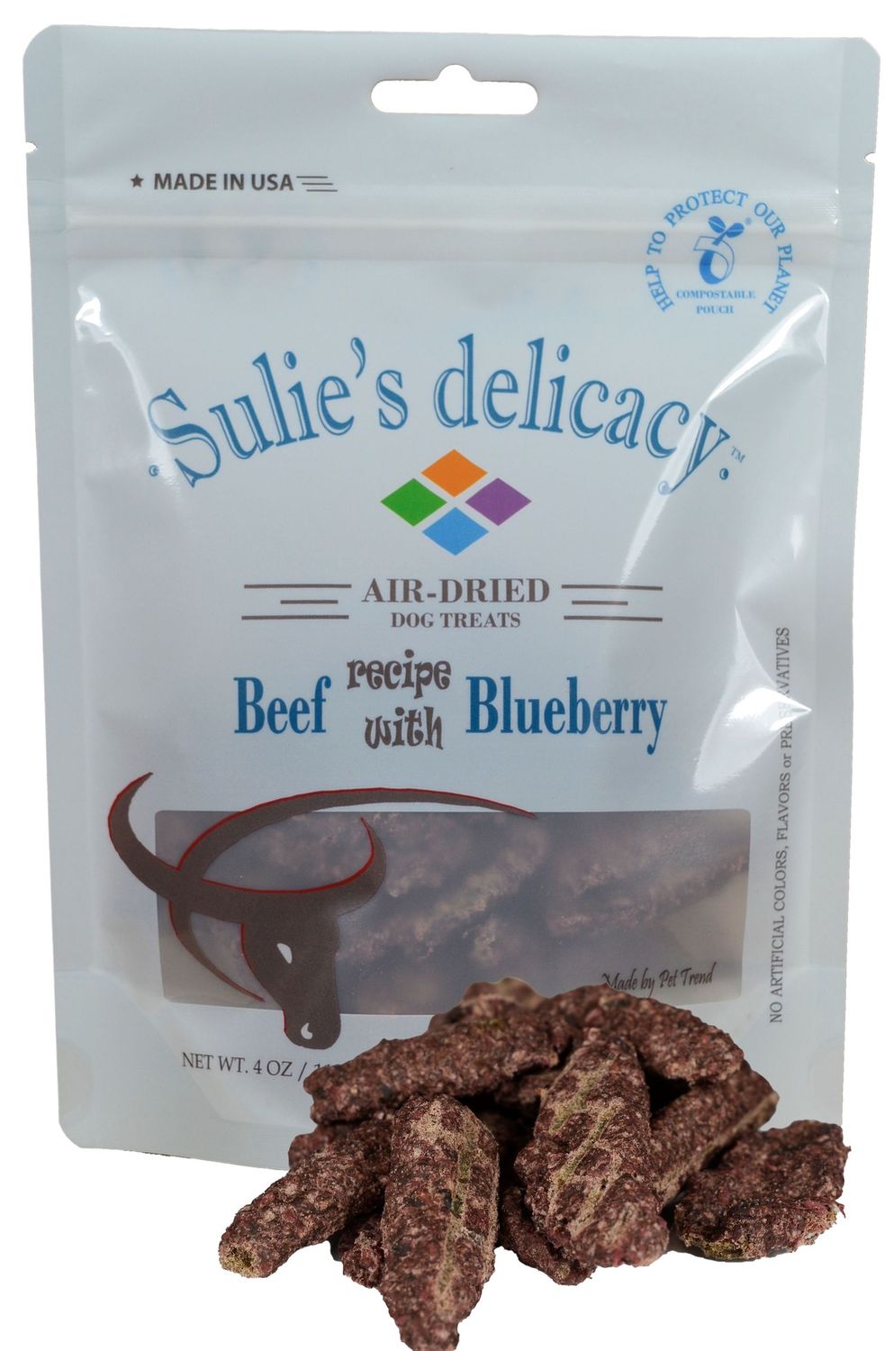 SULIE'S DELICACY DOG BEEF WITH BLUEBERRY TREAT 4OZ