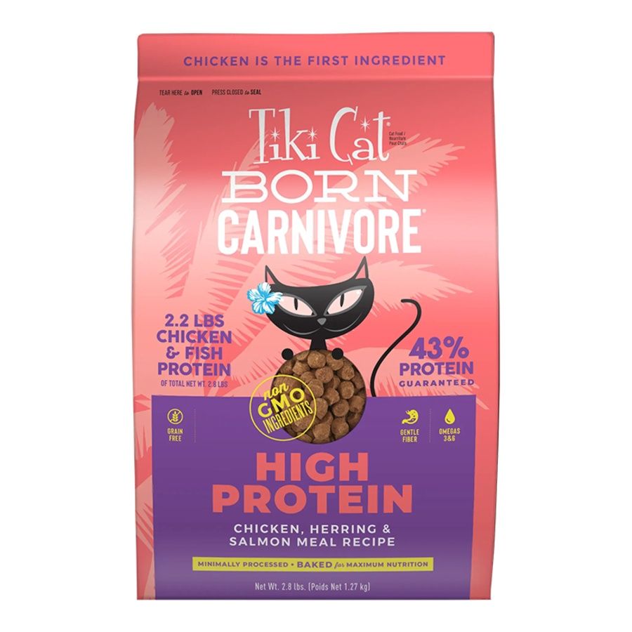 TIKI PETS CAT BORN CARNIVORE HIGH PROTEIN GRAIN FREE CHICKEN HERRING &amp; SALMON MEAL 2.8LBS