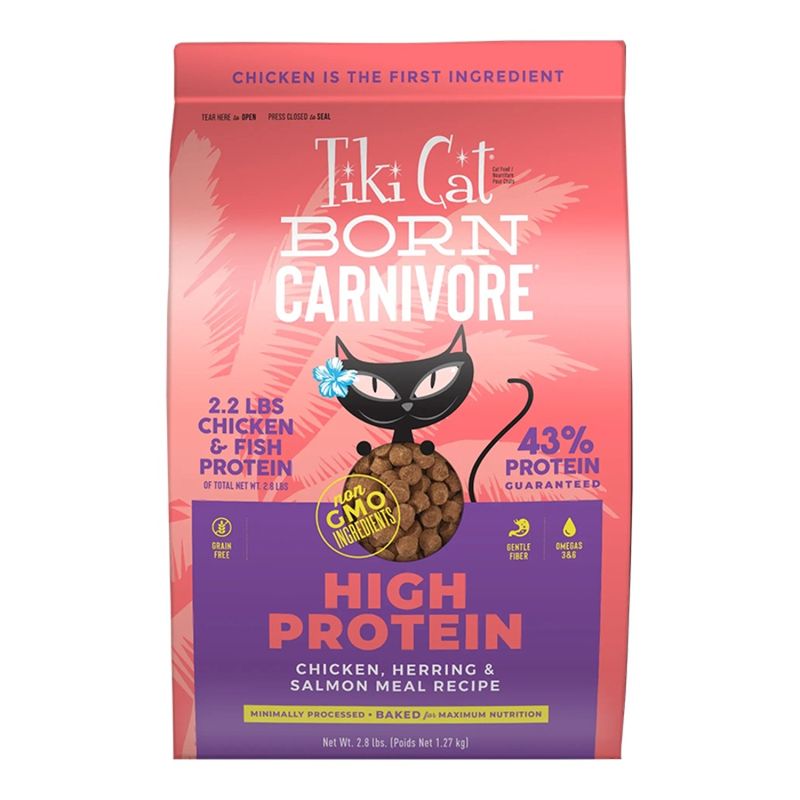 TIKI PETS CAT BORN CARNIVORE HIGH PROTEIN GRAIN FREE CHICKEN HERRING &amp; SALMON MEAL 2.8LBS