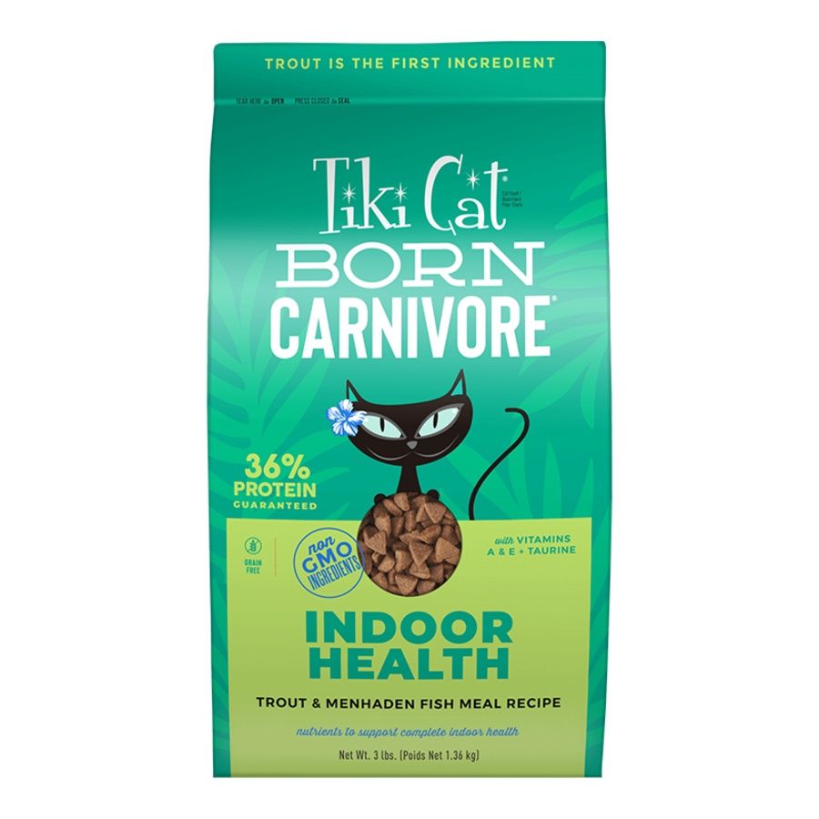 TIKI PETS CAT BORN CARNIVORE INDOOR HEALTH TROUT AND MENHADEN FISH MEAL RECIPE 3LBS