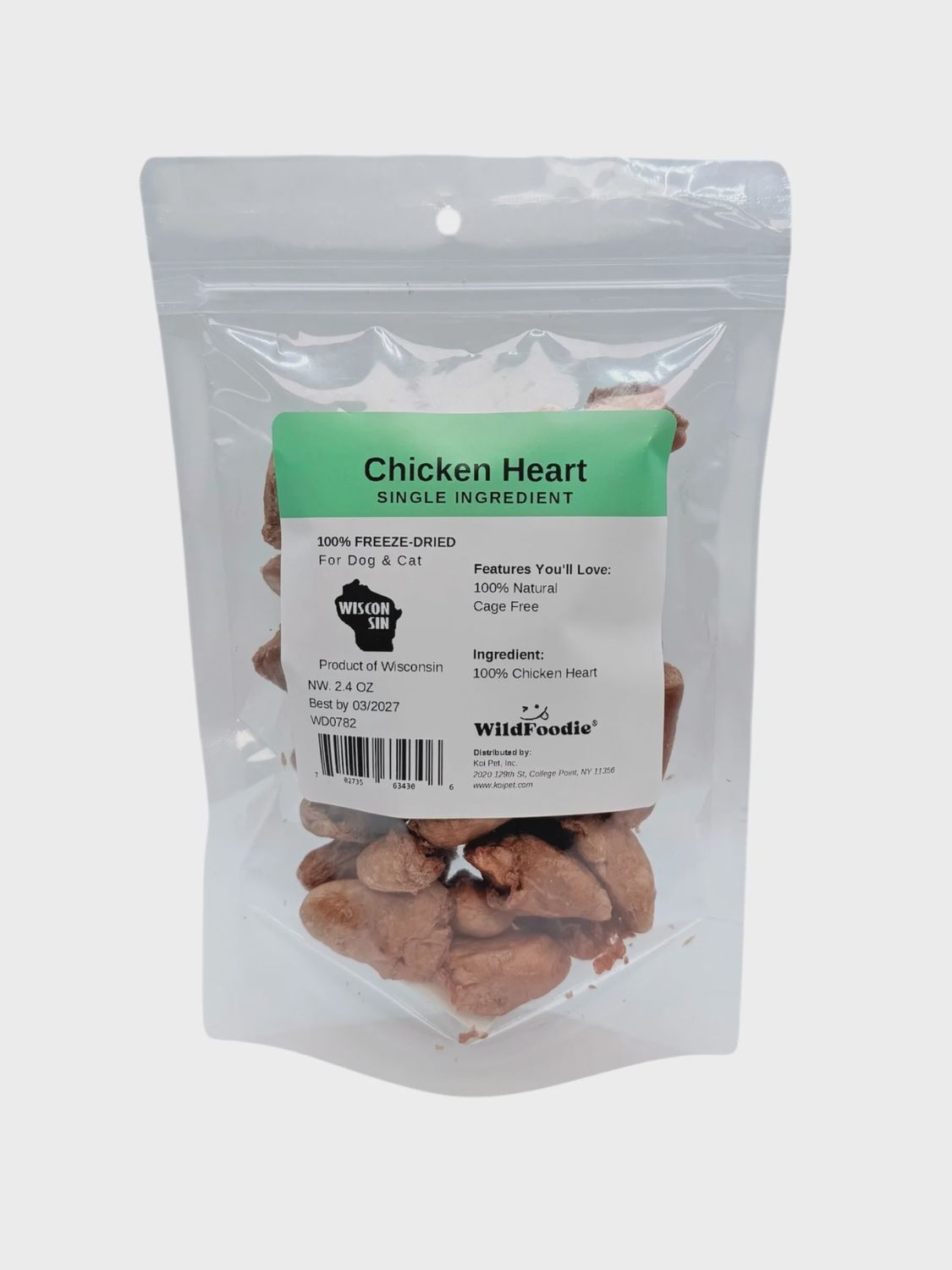 WILDFOODIE 2.4oz Freeze-Dried Chicken Heart