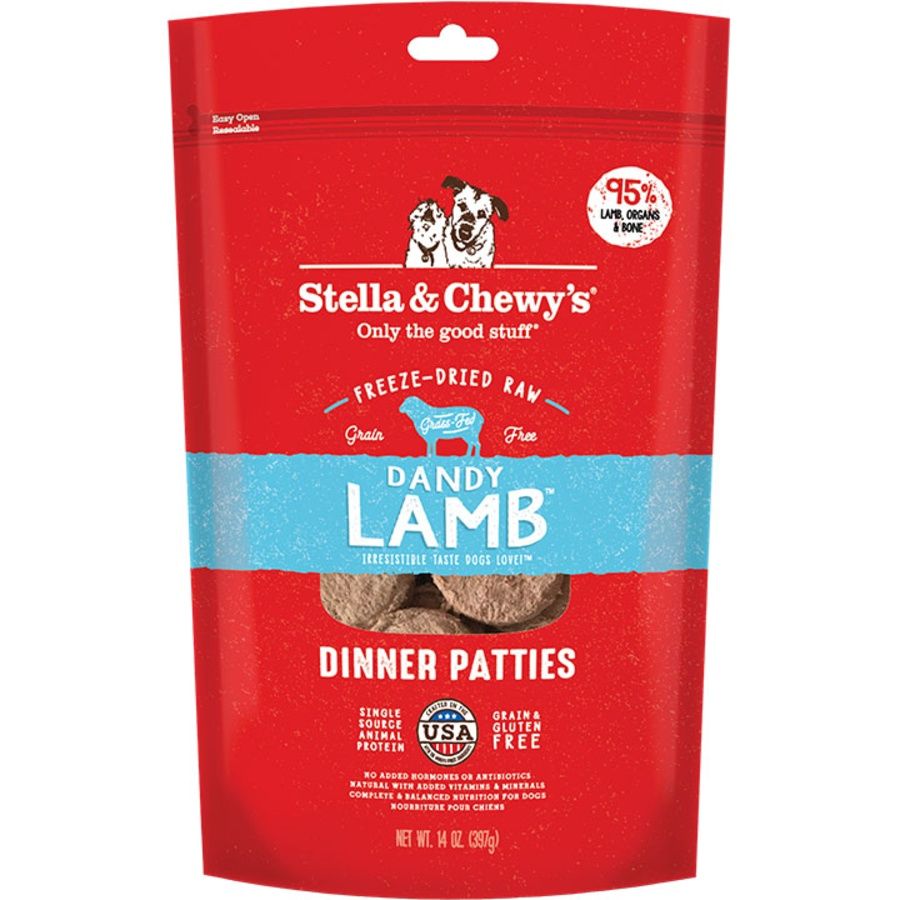 STELLA &amp; CHEWY'S Dog Freeze-dried Lamb Dinner Patties, Size: 14 oz