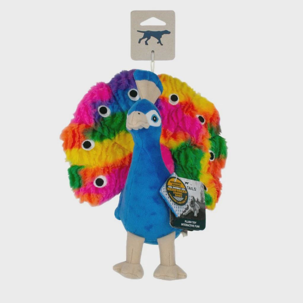 TALL TAILS DOG PLUSH SQUEAKER PEACOCK 9 INCH