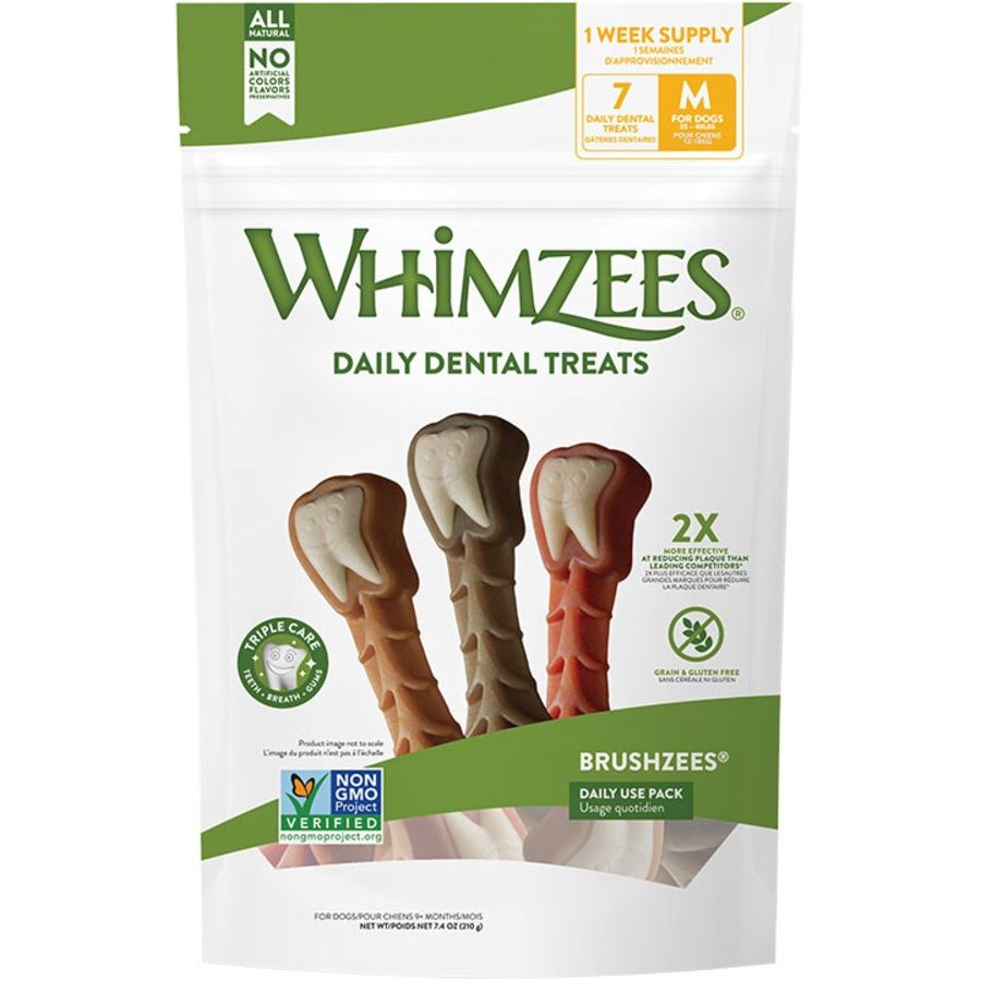 WHIMZEES DOG BRUSHZEES DAILY PACK MEDIUM - 7 COUNT