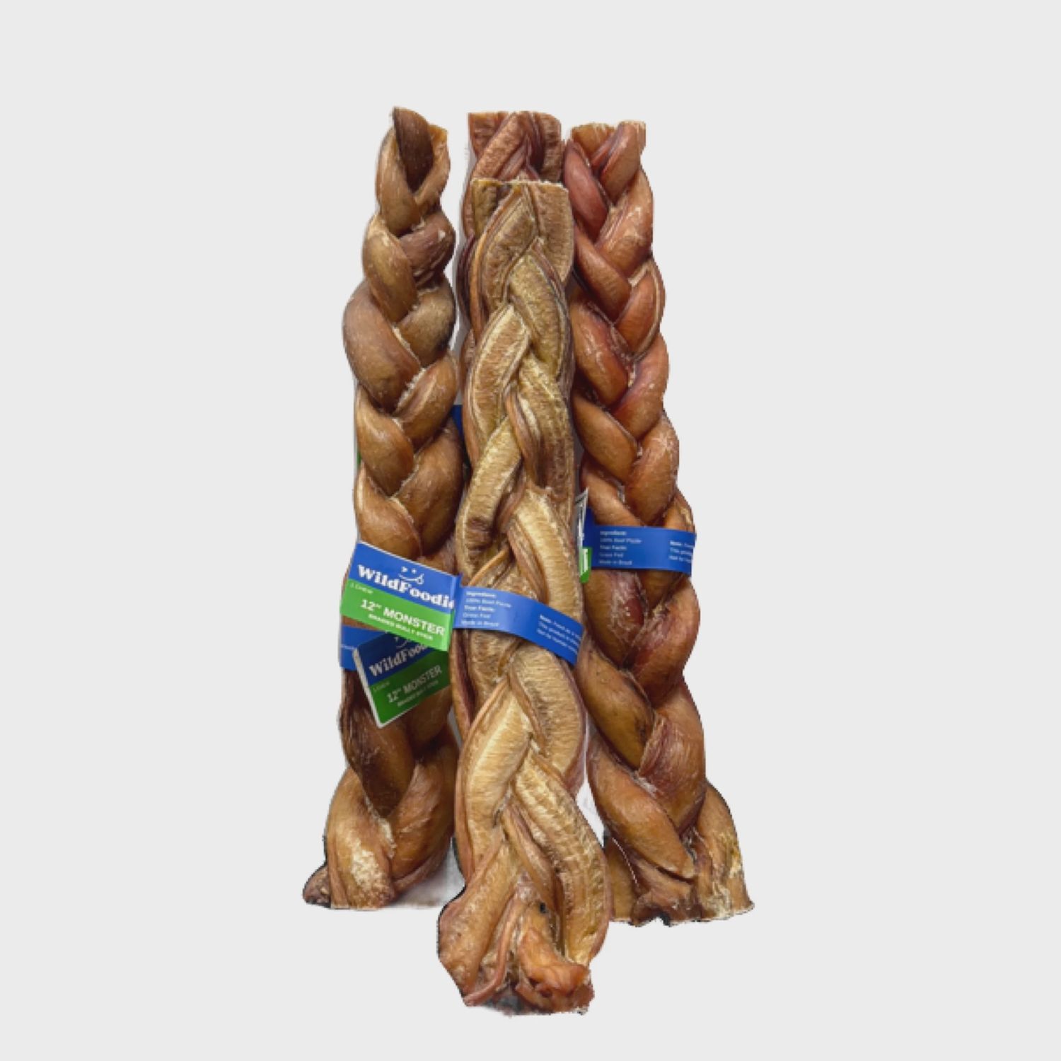 WILDFOODIE 12" Braided Bully Stick Monster