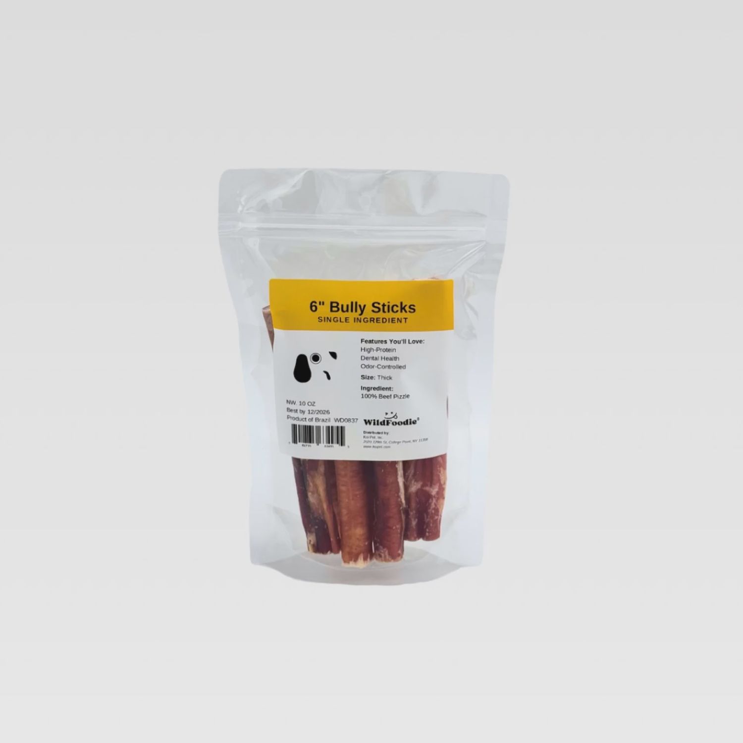 WILDFOODIE 10oz 6'' Bully Stick, Thick