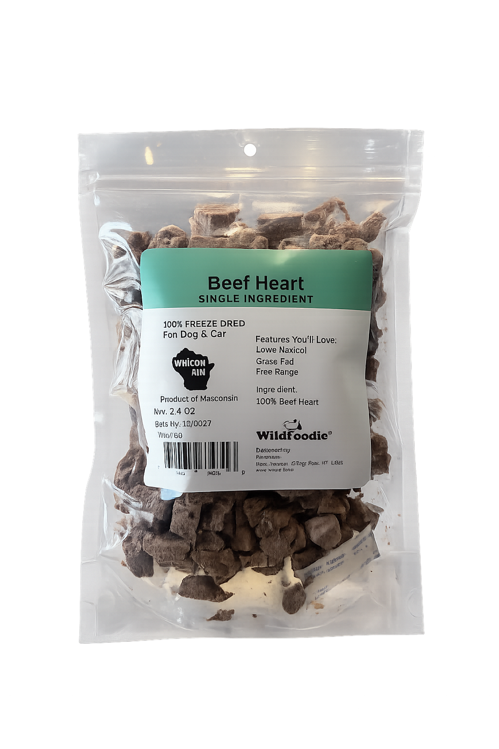WILDFOODIE 2.4oz Freeze-Dried Beef Heart